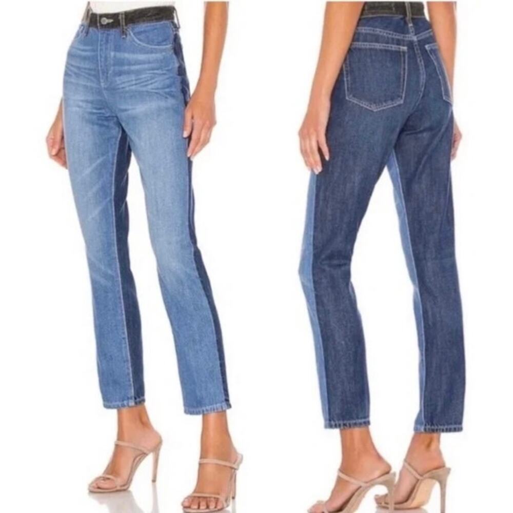 new 24 Adriano Goldschmied AG-ED Sophia Ankle High Waist Skinny Jeans Two Tone